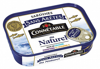 Sardines Sans Aretes Au Naturel Connetable 140G.