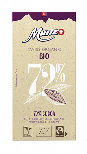 Dark Chocolate 72% Cocoa Bio Munz 100G.