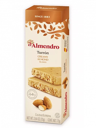Turron Crunchy Almond El Almendro 75G.