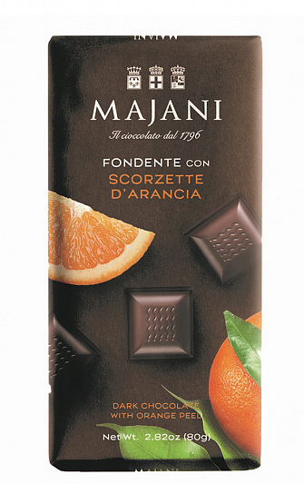 Dark Chocolate With Orange Peels Cubes 53% Majani 100G.
