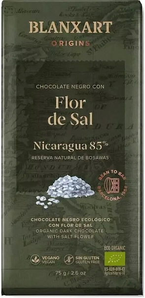 Blanxart Nicaragua 85% Organic Dark Chocolate With Salt Flower 75G.